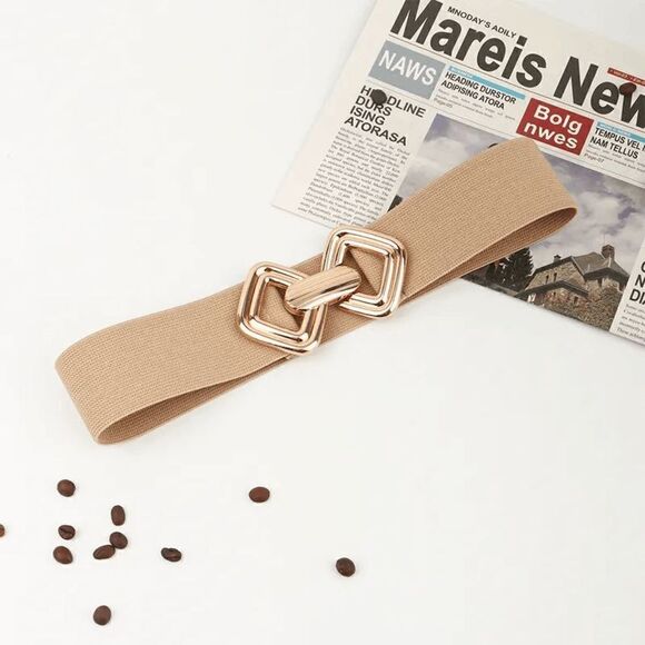 2/$21 25.5 Inch Cream Tan Ladies Stylish Stretch Belt - Picture 1 of 5